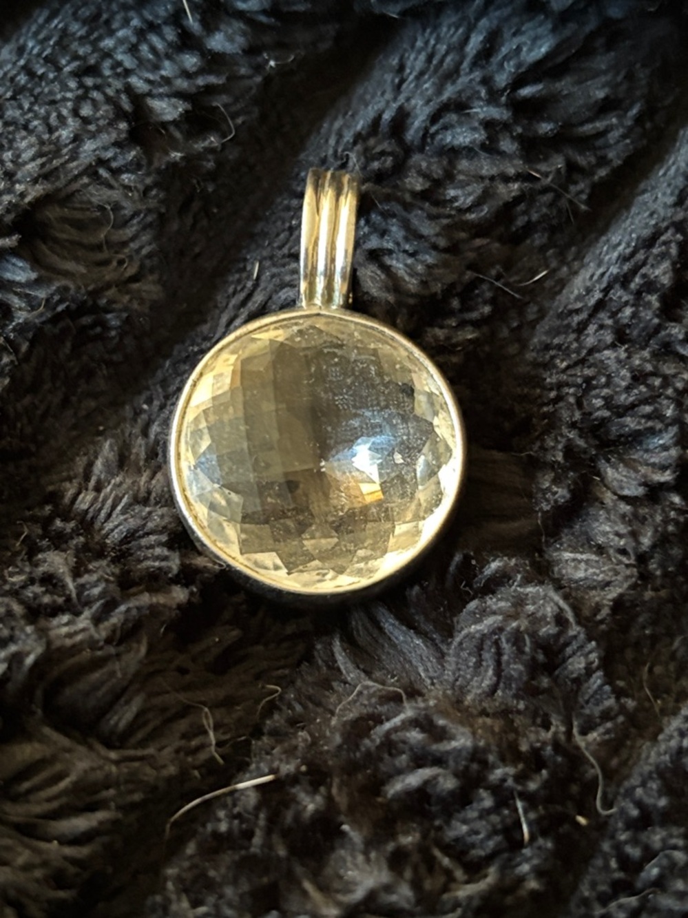 Clear Crystal Round STERLING SILVER Pendant Necklace - DINA MACKNEY
